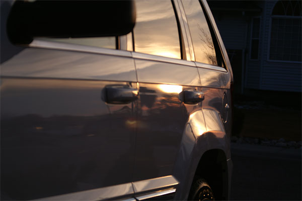 Sunset in Jeep side panel